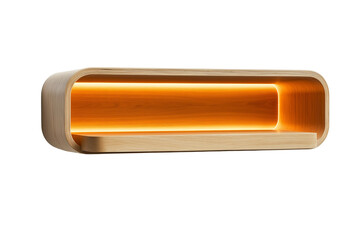 Floating wall-mounted desk with integrated lighting isolated on transparent white background