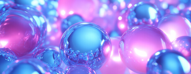 Translucent Spheres with Pink and Blue Reflections (Group)