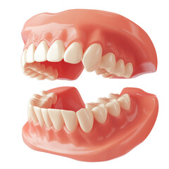 Obraz premium Realistic 3D Model of Upper and Lower Dentures with Perfect Teeth Alignment