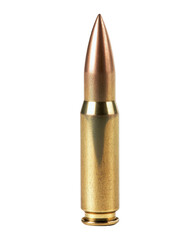 A rifle bullet isolated on a white background