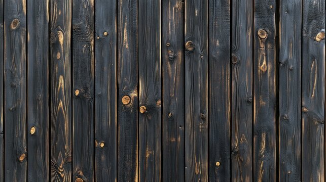 Dark charred wood planks wall texture background