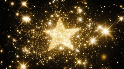 Sparkling Gold Starburst in Night Sky