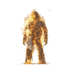 A Burning Effigy During Traditional Festival Isolated on Transparent Background