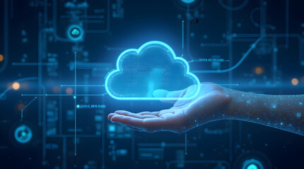 Cloud computing transfer big data on internet. futuristic digital technology