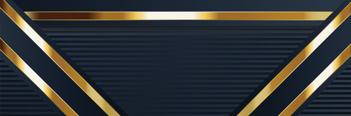Abstract Gold Stripes Dark Blue Background Design