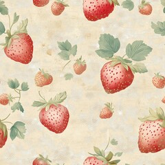 A retro strawberry paper with gingham background