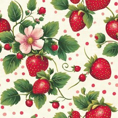 A retro strawberry paper with gingham background