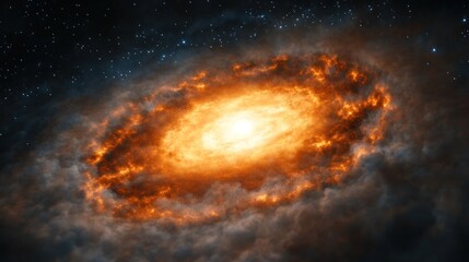 Fototapeta premium Fiery Galaxy in Cosmic Clouds
