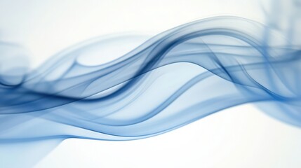 Naklejka premium Blue abstract smoke waves gracefully flowing on a white background.