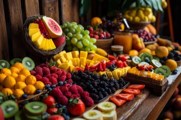 An enticing fruit and berry spread ideal for any gathering or celebration.