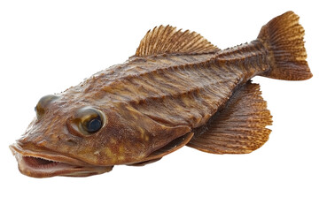 Brown fish with distinctive features swimming in clear water during a sunny day in a marine environment