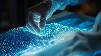 Abstract Blue Digital Data Visualization Glowing Surface Futuristic Technology Innovative Research Scientific Background Modern Design High Tech      