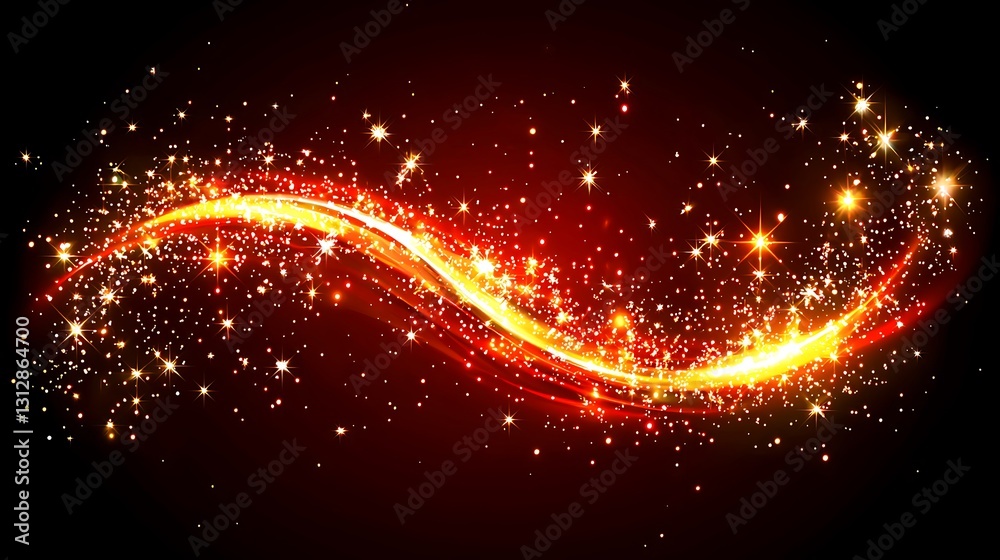 Poster red gold sparkling light wave abstract background texture