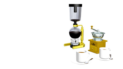 サイフォン式コーヒーと器具がある風景