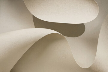 Curves and lines create an abstract composition in neutral tones showcasing elegant shapes and...