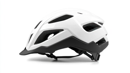 A white bicycle helmet designed for safety and comfort during cycling activities.