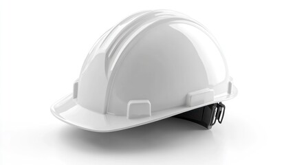 Fototapeta premium A white hard hat designed for safety in construction and industrial environments.