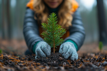 Obraz premium young woman in autumn park