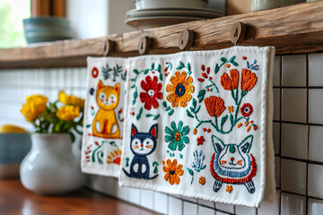  embroidered tea towels