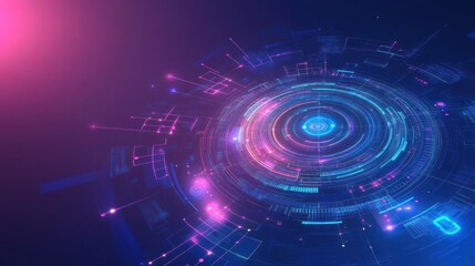 Obraz premium Abstract Technology Background with Glowing Circuit Board and Digital Connections