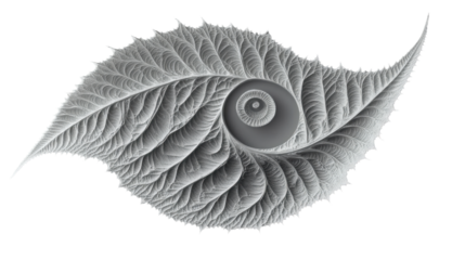 Eye forming a spiral shape with leaf texture on transparent background