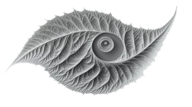 Eye forming a spiral shape with leaf texture on transparent background - Powered by Adobe