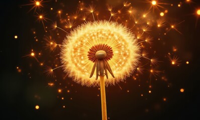 Glowing dandelion with sparkles