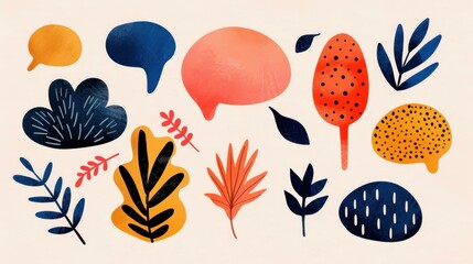 Explore our handdrawn speech bubbles set featuring abstract shapes and trendy designs, perfect for modern graphics.