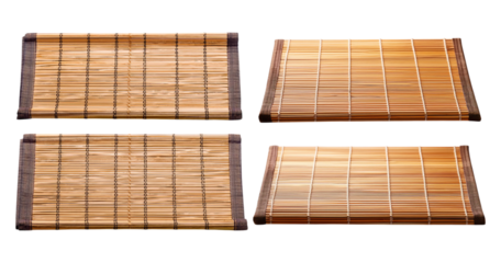 Bamboo Mats for Home Decor and Kitchen Use in Various Styles, PNG bundle collection, Isolated on Transparent Background