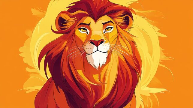 A stunning 2D animated lion with a cool expression, set against a clean background, perfect for any project.
