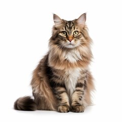 Obraz premium A sleek, dicut cat silhouette stands out against a pure white backdrop, perfect for graphic and design projects.