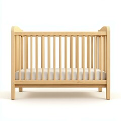 A sleek, modern crib set against a bright white background, highlighting its clean lines and stylish design.
