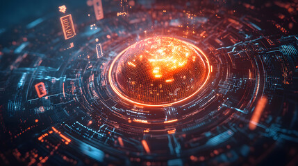 Fototapeta premium Futuristic Digital Sphere Network Data Visualization