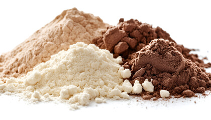 Pile of protein powder isolated on white