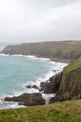 Landscape photo of the cliffs at Lands End in Cornwall