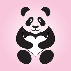 An of a black silhouette panda vector image