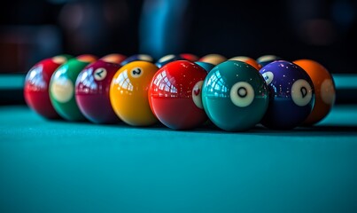 Colorful Billiard Balls on a Green Pool Table