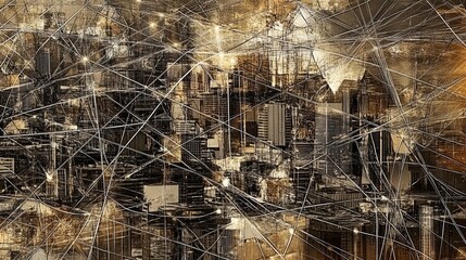 Obraz premium Complex and intricate mesh illustrating urban life.