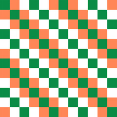 Seamless checkered pattern with vibrant green and orange colors. Texture of the rhombus, squares for paper, clothes and other items