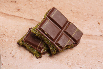 Dubai chocolate on light background