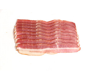 pieces of bacon on white background