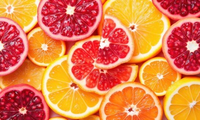 Colorful citrus and pomegranate slices