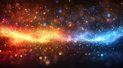 Obraz premium Fiery and icy sparkles swirl in cosmic space