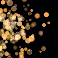 Abstract color shining bokeh isolated on transparent background. Lights and sparks glitter glowing effect. Lens flare Christmas or New Year holiday card.