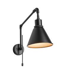 Plug-in wall sconce with adjustable swing arm isolated on transparent white background