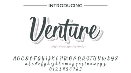 Venture Font Stylish brush painted an uppercase vector letters, alphabet, typeface