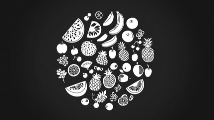 Circle of Fruits, Graphic Design, Illustration, Vector Art, Background for Food Company