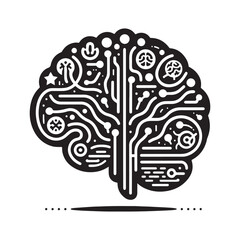 Human Brain Silhouette Vector Illustration