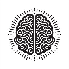 Human Brain Silhouette Vector Illustration