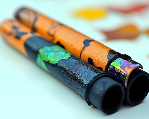 Autumnal Crafts: Painted Tubes Close-up.